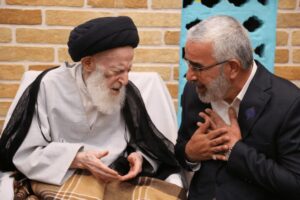 دیدار تولیت آستان مقدس علوی با آیت‌الله‌ شبیری زنجانی در قم